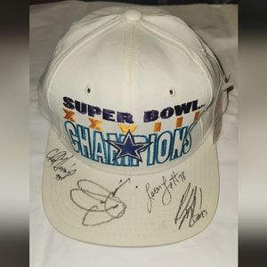 NEW Dallas Cowboys Super Bowl 28 Signed Cap JIMMY JOHNSON LETT MARYLAND HENNINGS